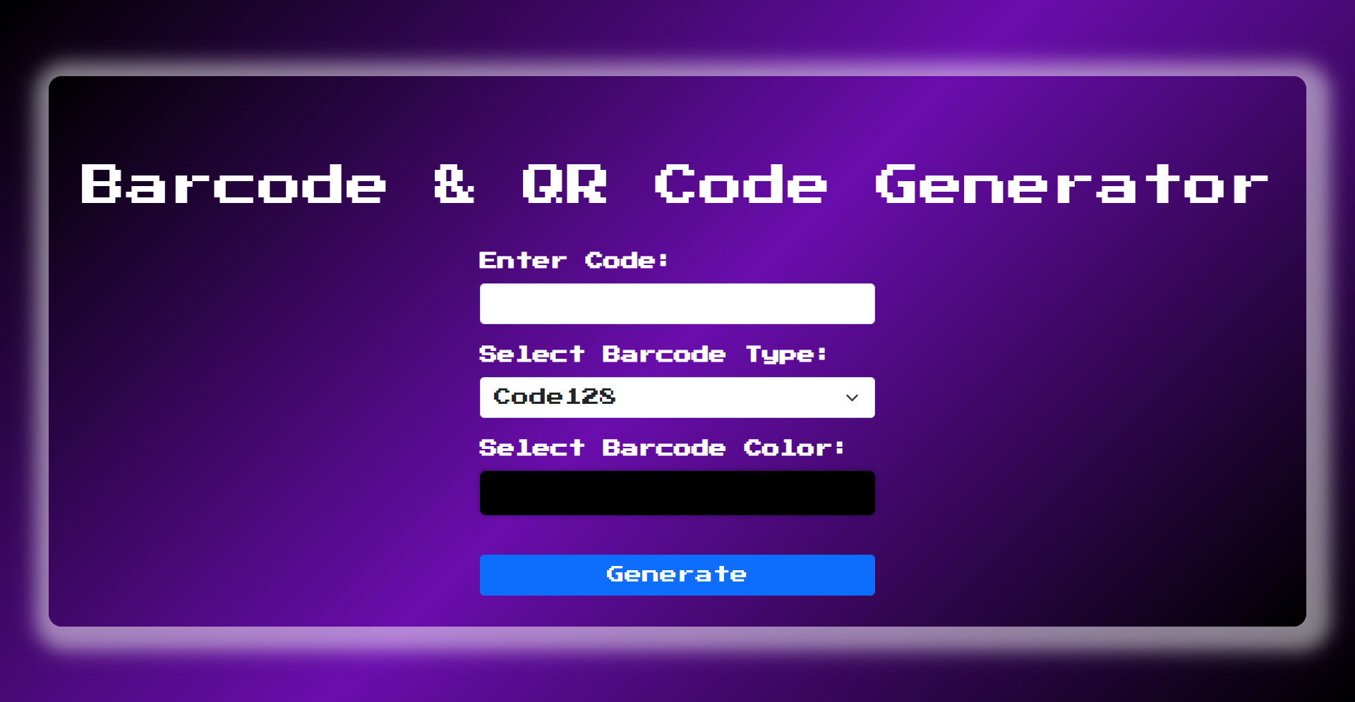 Screenshot of the Barcode Generator